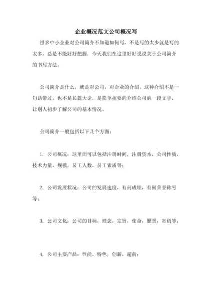 企业发展概况怎么写范文