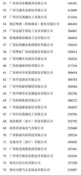 广西排名前十的企业名单