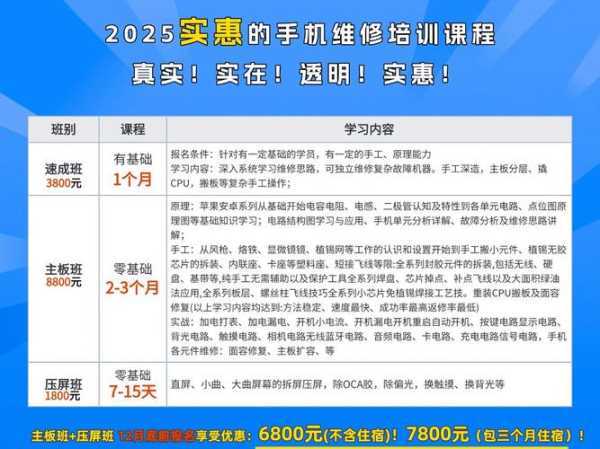 手机维修培训大概学费多少钱