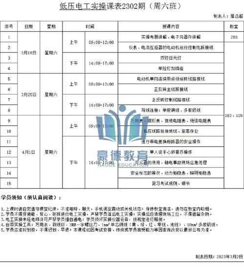 家电维修培训课程表格图片大全